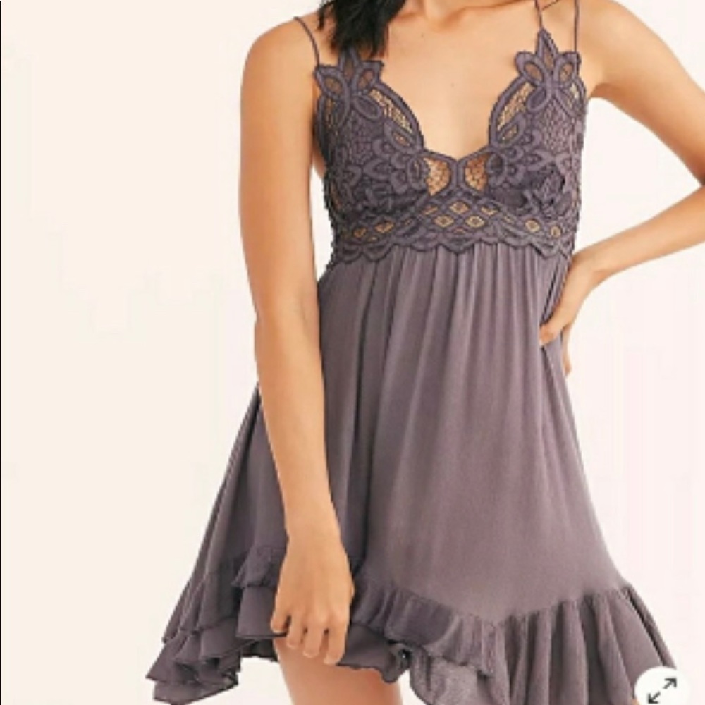 Free People Adella Dress S Charcoal NWT